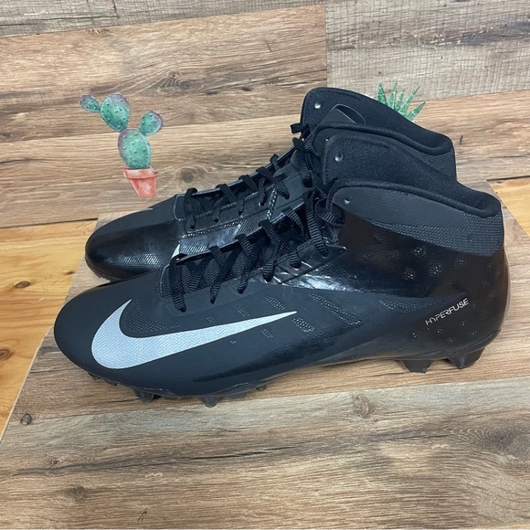 NIKE Vapor Carbon Elite Mens Hyperfuse 3/4 Football Cleats BLACK mens 13 - Picture 3 of 10